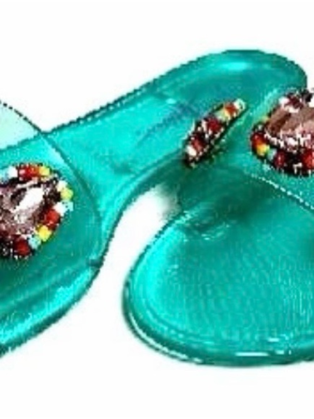 Betsey Johnson Madilyn Women’s Teal Jelly Flip Flop with Gem Embellishment